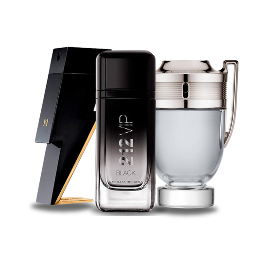 Promocyjny pakiet 3 perfum: Carolina Herrera BAD BOY, Carolina Herrera 212 VIP BLACK i Paco Rabanne INVICTUS 100 ml.