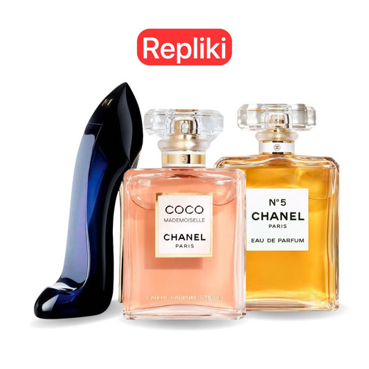 ZESTAW PERFUM TYPU ZAMIENNIK (NIEORYGINALNE REPLIKI) Inspirowane perfumami: GOOD GIRL, COCO MADEMOISELLE i Chanel Nº5 100 ml.